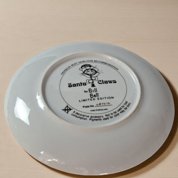 Franklin Mint Bill Bell “Santa Claws” Collectible Cat Plate Limited Edition - Picture 4 of 9